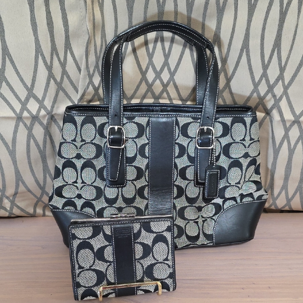 Coach 2003 Black and Gray Satchel Set EUC